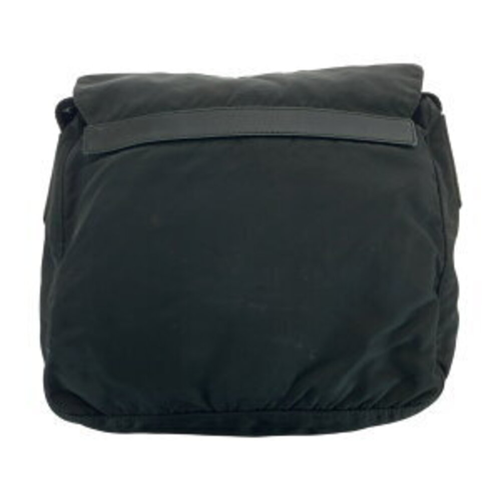 Prada black shoulder nylon bag logo Tessuto triangular messenger plate leather